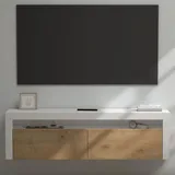 doporro TV Lowboard TV-Schrank Fernsehschrank 160cm in matt Weiß und Kerneiche Hängend oder Stehend Fernsehtisch mit 2 Schranktüren Fernsehschra... - Weiß