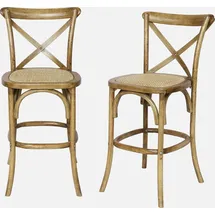 sweeek - 2er-Set Vintage Bistro-Barhocker aus Holz H 105 cm