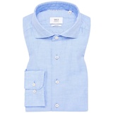 Eterna SLIM FIT Linen Shirt in azurblau unifarben, azurblau, 42