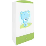 Raumhirsch Furniture Kinderkleiderschrank, Grün, Holzwerkstoff, Rechteckig, 90x175x52 cm, Kinder- & Jugendzimmer, Kindermöbel, Kinderkleiderschränke