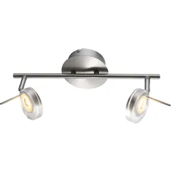 Deckenlampe Deckenleuchte Spotlampe Spotleuchte Wohnzimmerlampe, Spots beweglich, Nickel matt, LED 5W 375Lm warmweiß, LxBxH 35,5x8x18,5cm