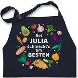 Kinderschürze Schürze Kinder Jungen Mädchen - Kochschürze - Bei Name schmeckts am besten I Veggie I Vegetarisch I Geschenkidee Köche I Hobbyköche - 7-14 Jahre - Navy Blau - personalisierte - 7-13 Jahre