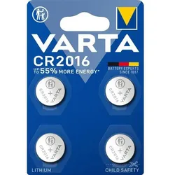 VARTA Knopfzellen CR2016, 4 Stück