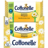 Cottonelle Feuchtes Toilettenpapier, Natürlich Pflegend - Kamille & Aloe Vera, Biologisch Abbaubar, Plastikfrei, Wiederverschließbar, Vorteilspack, 12 x 42 Feuchttücher