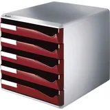 Leitz Bürobox BxHxT 291x292x352mm 5 Schubladen bordeaux/lichtgrau | Gr.: onesize