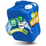 Kosmetex 2X 10L Kanister Blau, Geschmacksneutral, Wasserkanister für Wasser & Getränke lebensmittelecht & BPA frei, für Outdoor, Camping, Haushalt & Gewerbe | Made in Germany