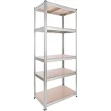 Arebos Lagerregal MDF 180x75x45 cm silber 5 Platten