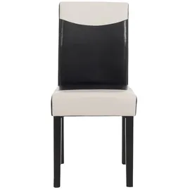 Mendler 2er-Set Esszimmerstuhl Stuhl Küchenstuhl Littau Kunstleder, schwarz-weiß, dunkle Beine