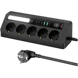 QUBEBU 5 Fach Steckdosenleiste Steckerleiste mit 4 USB, Mehrfachstecker Mehrfachsteckdose schwarz