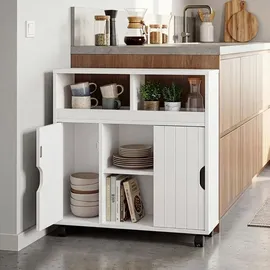 [en.casa] Fadeskimma Beistellschrank 69,5 x 71,5 x 20 cm Weiß