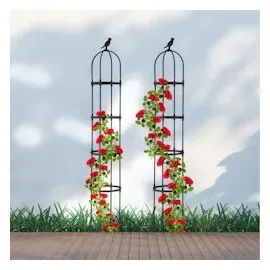 Relaxdays Obelisk Rankhilfe 188 x 30 cm Schwarz