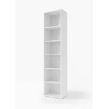 Stella Trading OFFICE LINE Aktenregal in Weiß - Schmales Standregal mit 6 offenen Fächern - Modernes Büromöbel Komplettset - 52 x 220 x 35 cm (B/H/T)