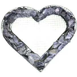 Gartenwelt Riegelsberger Herz Gitter mit kleinen Schiefer Steinen für Allerheiligen Grabschmuck Grabgestaltung Grabdeko Pflanzschale