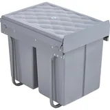 [en.casa] Einbau-Mülleimer Froland 48x34x42cm Grau 2x20L