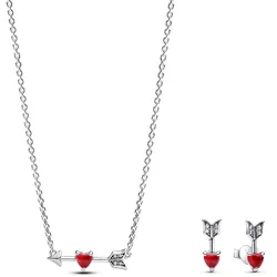 Pandora 28128 Damen Schmuck-Set Halskette und Ohrringe Pfeil und Herz Silber