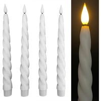 Online-Fuchs LED-Kerze 4 Stabkerzen gedreht aus Echtwachs mit Fernbedienung und Timer (im Set, (Weiß, Rosa, Lila und Grün), täuschend echte Flamme weiß