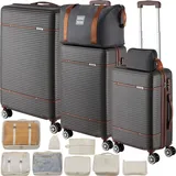 Tectake Madison Koffer-Set 13-tlg. dunkelgrau/ grau
