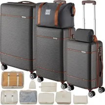 Tectake Madison Koffer-Set 13-tlg. dunkelgrau/ grau