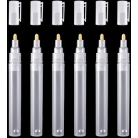 runrayay 6er-Pack 3 mm leer befüllbare Leere Lackstift-Marker, transparente Acryl-Rundkopf-Farbmarker-Stifte für Öl-Wasser-Tinten-Zeichnungs-Bastelset
