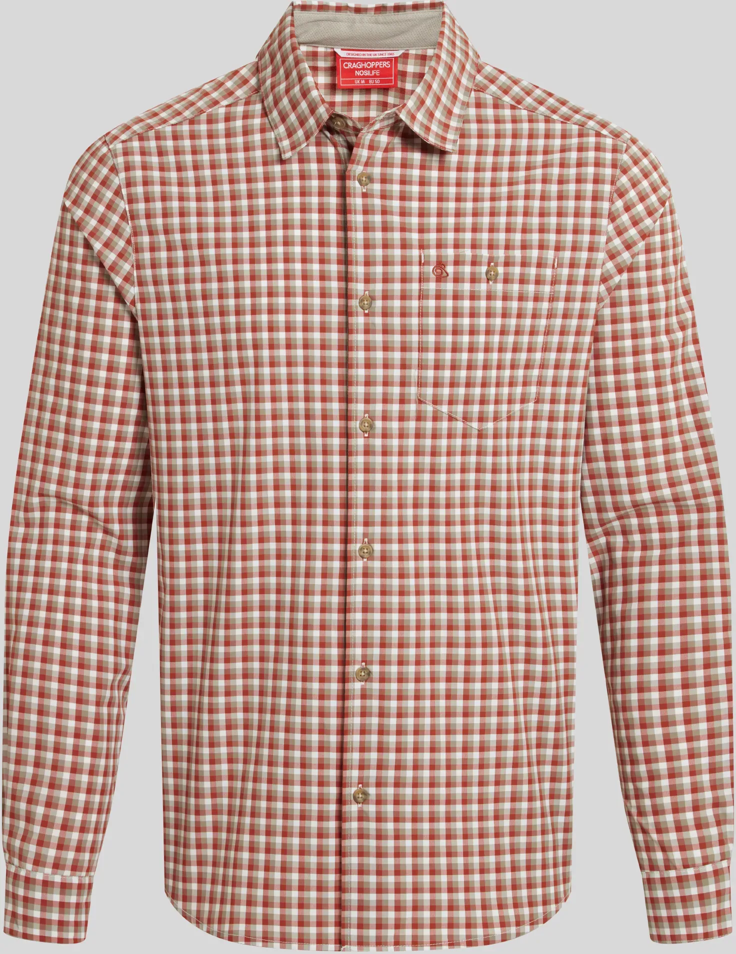 Craghoppers Herren NosiLife Nuoro Check Langarmhemd - M - Red Beach Check