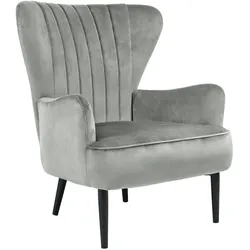 SVITA ARTHUR Sessel Relaxsessel Ohrensessel Modern Gepolstert Samt Grau