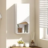 Homcom Badezimmerschrank Wandschrank mit Soft-Close-Tür, und offenem Fach Weiß