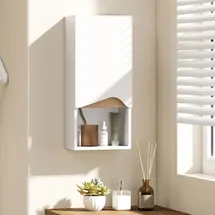 Homcom Badezimmerschrank Wandschrank mit Soft-Close-Tür, und offenem Fach Weiß
