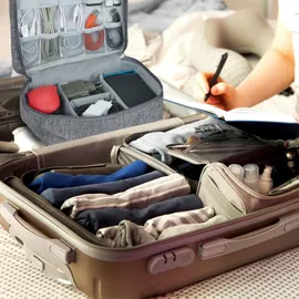 Relaxdays Kabeltasche Organizer 11 x 25 x 20 cm 1-tlg. grau