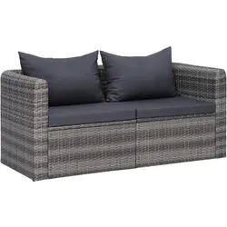 vidaXL Garten-Ecksofas 2 Stk. Grau Poly Rattan