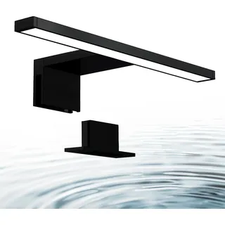 B.K.Licht - Spiegelleuchte Bad mit 2 in 1 Montage, neutralweiße Lichtfarbe, klemmbar, 300mm, Badezimmerlampe, Schrankbeleuchtung, Spiegellampe, Lampe Badezimmer, Spiegelbeleuchtung, Schwarz