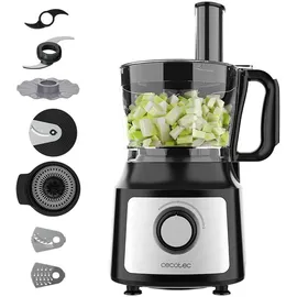 Cecotec Food Processor Comino 1000. W, 2 Geschwindigkeiten und Pulse, 2-L-Schüssel und 1,8-L-Krug, 3 Schneidscheiben, Hackmesser, Knetmesser, Entsafter und Cremedisk