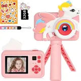 NICEWIN 1080P Kinderkamera, Digitalkamera Kinder mit 32GB Karte, 2,0-Zoll-Bildschirm Kinder Kamera, Fotoapparat Kinder Selfie Kamera für 3-12 Jahre Geburtstag Kinder (Rosa/Blau) (Rosa)