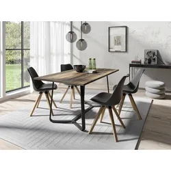 Esstisch BYLIVING "Talea", braun (old style, schwarz, old style), B:160cm H:76cm T:90cm, Tische, modernes Design, 140cm und 160cm, Artisan Eiche, Old Style Wood, Beton