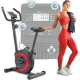 Hop-Sport Heimtrainer HS-015H, kompakter Hometrainer für Senioren geeignet, Fahrrad ideal für das Training zuhause, Pulssensoren & Anti-Rutsch-Pe... - Rot