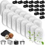 32 Pcs Katzenbrunnen Filter mit Dreifacher Filtration, 16 Kohlefilter & 16 Schwarze Schwämme Filters Set, Katzen Trinkbrunnen Ersatzfilter, Aktivkohlefilters für 3,2L/2L Katze Edelstahl Wasserspender