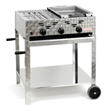 Edelstahl-Brenner 3-flammig 11kW BBQ fahrbar Gasgrill Gasbräter Gastro GT3FB