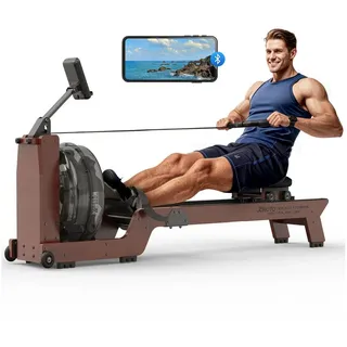 JOROTO Rudergerät für Zuhause Wasserrudergerät aus Holz, mit Bluetooth-Monitor, 150kg Belastbarkeit