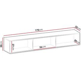 Mirjan24 Tv-Lowboard, Schwarz, Holzwerkstoff, Rechteckig, 175x30x32 cm Wohnzimmer, Wohnwände, Lowboards, Lowboards stehend