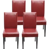 4er-Set Esszimmerstuhl Stuhl Küchenstuhl Littau FSC®-zertifiziert ~ Kunstleder, rot dunkle Beine