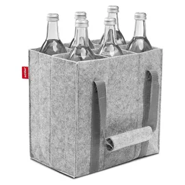 Achilles Flaschentasche 6 Fächer je 1,5 Liter – Flaschenträger für bis zu Flaschen – Geräuschlos dank Filz-Innenwänden – Stabil – formfest bis 14kg – mit T... - Grau