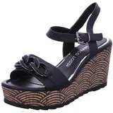 Marco Tozzi Damen Sandalen mit Keilabsatz mit Verstellbarem Riemen Vegan, Schwarz (Schwarz), 39 EU