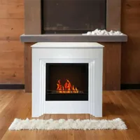 Dmora - Bioethanol-Kamin Dstephanesing, Ökologischer Kamin, Rauchfreies Feuer, Heizung mit Ethanol, Made in Italy, 96x35 h96 cm, Weiß