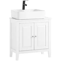 SoBuy Waschbeckenunterschrank Badschrank mit 2 Türen MDF 60x62x30cm Weiß Holzwerkstoff, 60x62x30 cm, Badezimmer, Badezimmerschränke, Waschbeckenunterschränke