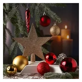 MARELIDA Weihnachtskugeln mit Stern Baumspitze bruchfest gold,...