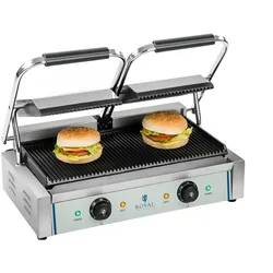 Royal Catering Kontaktgrill - 2 x 1.800 Watt - geriffelt - 2.0