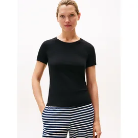 Tommy Hilfiger T-Shirt "2 PACK SHORT SLEEVE", Damen, Gr. S (36), weiß (weiß, schwarz), Jersey, Obermaterial: 95% Baumwolle, 5% Elasthan, TOMMY HILFIGER UNDERWEAR, unifarben, regular fit normal, Rundhals, abgesteppte Kante, Shirts T-Shirt, Rundhalsausschnitt, regular fit
