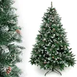 Yorbay Weihnachtsbaum Tannenbaum mit Ständer 120cm-240cm für Weihnachten-Dekoration Mehrweg (Weihnachtsbaum mit Schnee, 210cm)