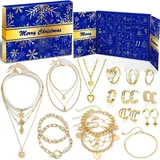 luxuskollektion Adventskalender Schmuck 2024 Frauen Mädchen Weihnachtskalender 24 Stile Schmucke
