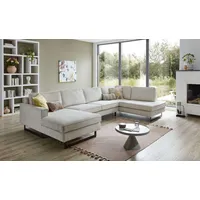 PLACES OF STYLE Wohnlandschaft »Pinto, 350 cm, U-Form, XXL, mit Ottomanen«, Cord, Feincord, Luxus-Microfaser Leder und Chenille