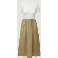 S.Oliver - Midikleid im Fabricmix mit Eingrifftaschen, Damen, braun|creme,